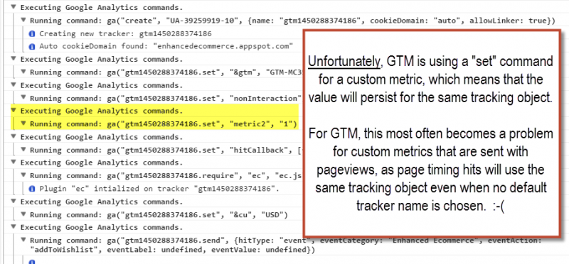 custom metrics set in GTM